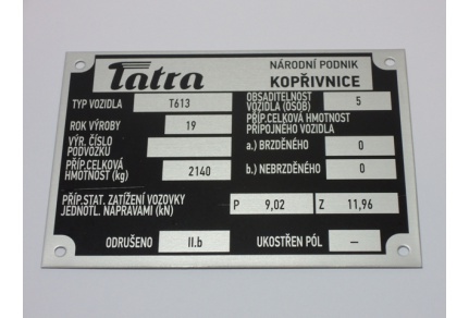 Štítek Tatra 613